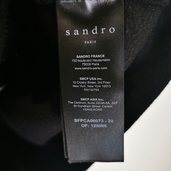 Sandro Paris Coat Size 0 XS Viscose Denim combo Jean Jacket Black Grey Gold Trim - Picture 10 of 15
